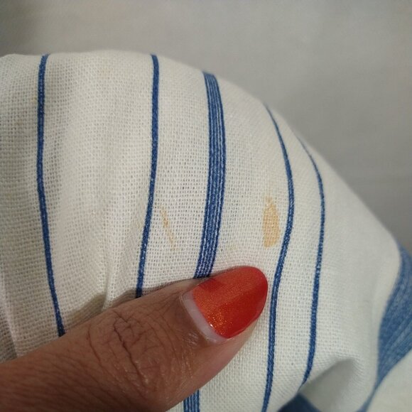 Charlotte Russe Wide Leg Pullon Pants Women Size M White Blue Stripe Linen Blend - Picture 11 of 11